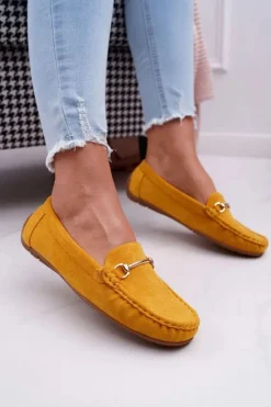 Mokasyny Damskie Żółte Zamszowe Sonnero