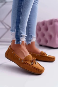 Mokasyny Damskie Wygodne Eko-zamsz Camel Memfi