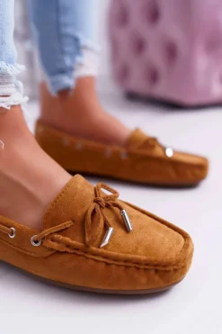 Mokasyny Damskie Wygodne Eko-zamsz Camel Memfi