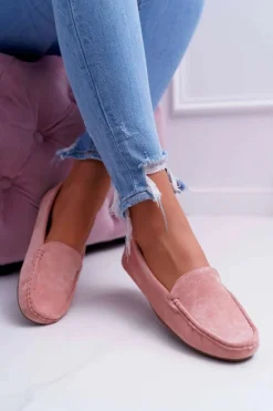 Mokasyny Damskie Wygodne Eko-zamsz Różowe Lemma