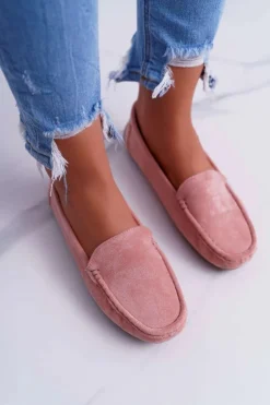 Mokasyny Damskie Wygodne Eko-zamsz Różowe Lemma