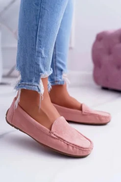Mokasyny Damskie Wygodne Eko-zamsz Różowe Lemma