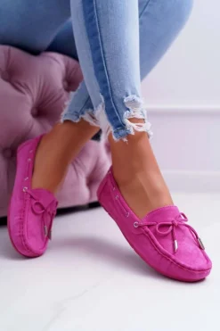 Mokasyny Damskie Wygodne Eko-zamsz Fuksja Memfi