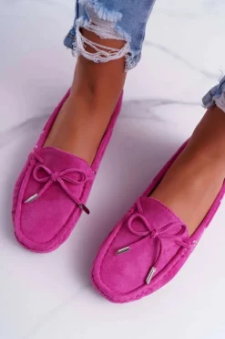 Mokasyny Damskie Wygodne Eko-zamsz Fuksja Memfi