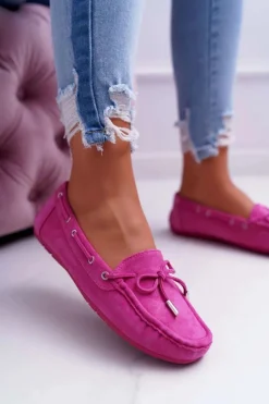 Mokasyny Damskie Wygodne Eko-zamsz Fuksja Memfi