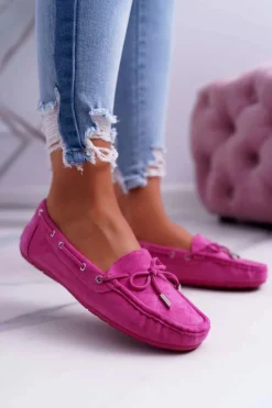 Mokasyny Damskie Wygodne Eko-zamsz Fuksja Memfi