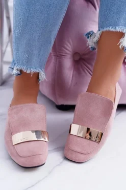 Mokasyny Damskie Z Blaszką Złote Lordsy Lu Boo Harlem