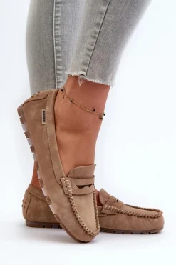 Mokasyny Damskie Z Eko Skóry Brązowe Celoria