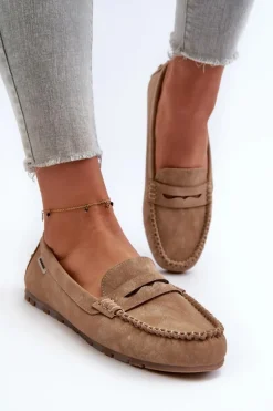 Mokasyny Damskie Z Eko Skóry Brązowe Celoria