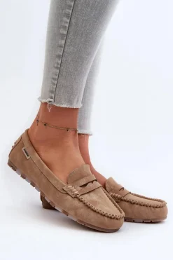 Mokasyny Damskie Z Eko Skóry Brązowe Celoria