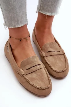 Mokasyny Damskie Z Eko Skóry Brązowe Celoria