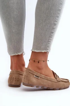 Mokasyny Damskie Z Eko Skóry Brązowe Celoria