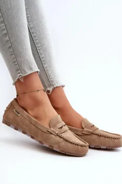 Mokasyny Damskie Z Eko Skóry Brązowe Celoria