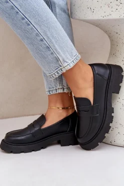 Mokasyny Damskie Z Eko Skóry Czarne Sendall