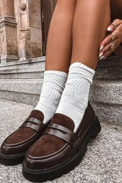 Mokasyny Damskie Z Eko Skóry Czekoladowe Cailen