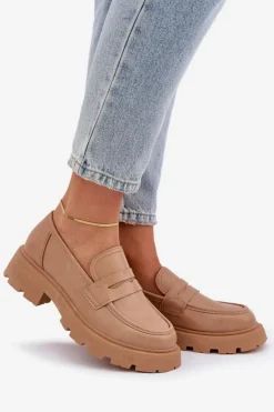 Mokasyny Damskie Z Eko Skóry Beżowe Sendall