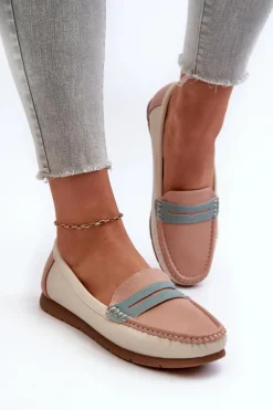 Mokasyny Damskie Z Eko Skóry Różowe Vikitara