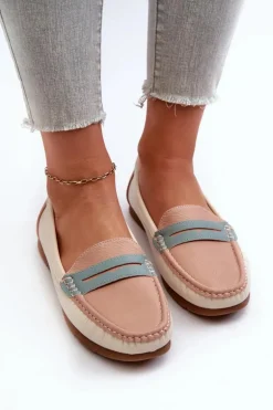 Mokasyny Damskie Z Eko Skóry Różowe Vikitara