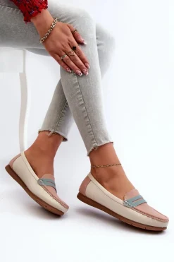 Mokasyny Damskie Z Eko Skóry Różowe Vikitara