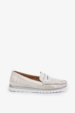 Mokasyny Damskie Z Eko Skóry Srebrne Bralithia