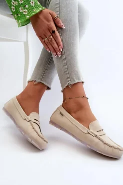 Mokasyny Damskie Z Eko Skóry Jasnobeżowe Celoria