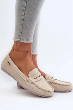 Mokasyny Damskie Z Eko Skóry Jasnobeżowe Celoria
