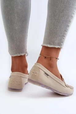 Mokasyny Damskie Z Eko Skóry Jasnobeżowe Celoria