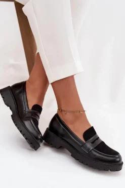 Mokasyny Damskie Z Eko Skóry Czarne Cailen