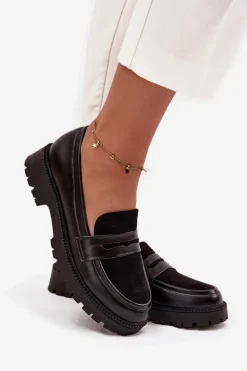 Mokasyny Damskie Z Eko Skóry Czarne Cailen