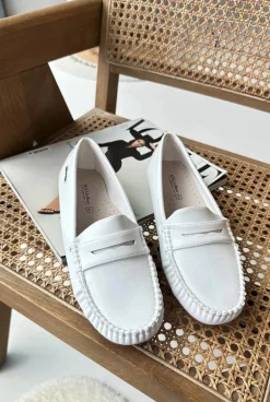 Mokasyny Damskie Z Eko Skóry Białe Rerceria