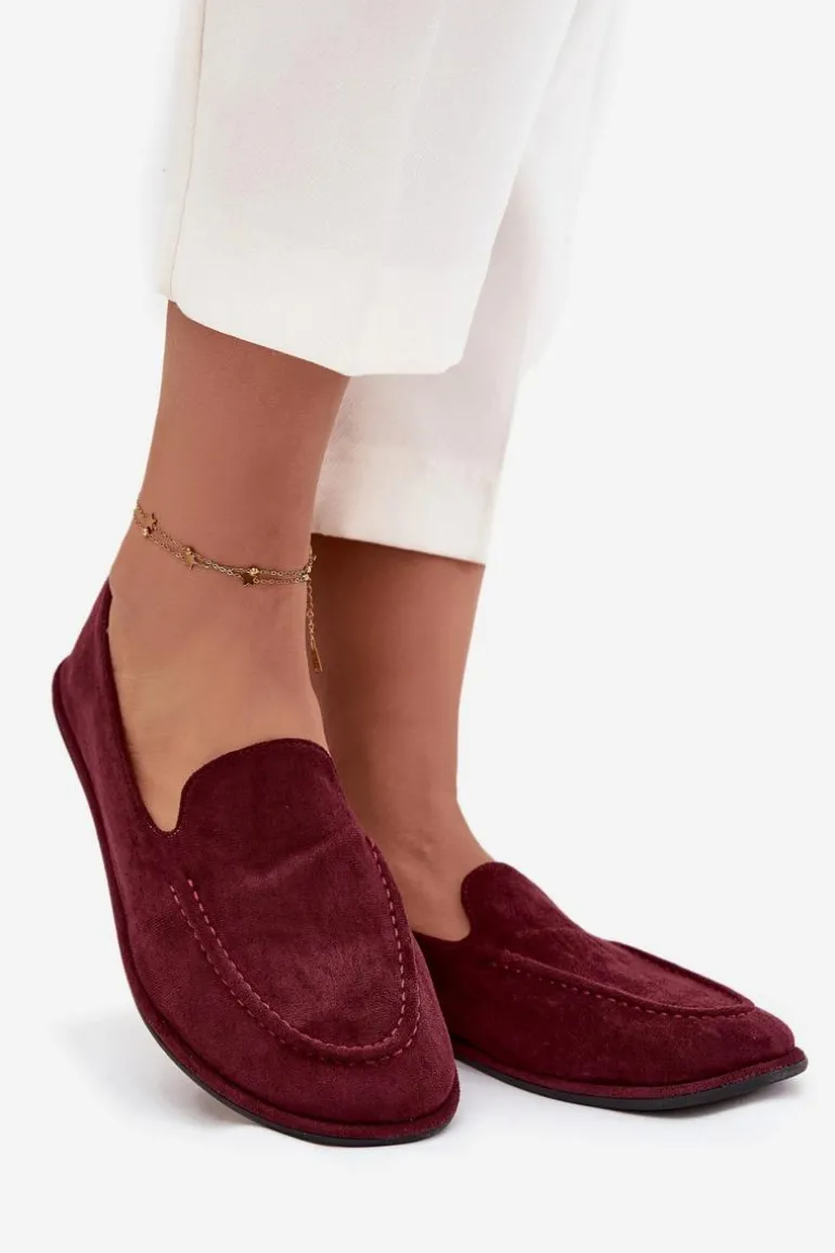 Mokasyny Damskie Z Eko Zamszu Płaskie Bordowe Miryelle
