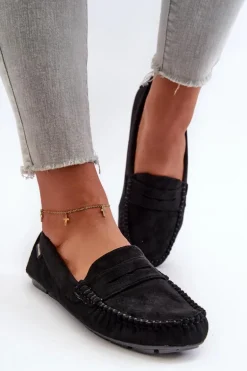 Mokasyny Damskie Z Eko Zamszu Czarne Rerceria