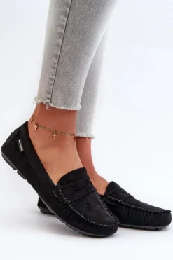 Mokasyny Damskie Z Eko Zamszu Czarne Rerceria