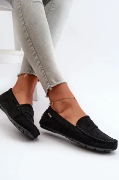 Mokasyny Damskie Z Eko Zamszu Czarne Rerceria