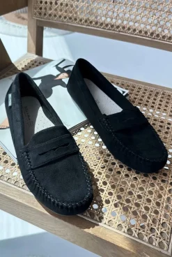 Mokasyny Damskie Z Eko Zamszu Czarne Rerceria