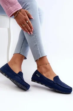 Mokasyny Damskie Z Eko Zamszu Granatowe Amrutia