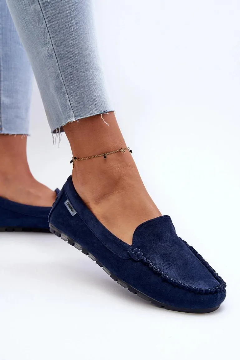 Mokasyny Damskie Z Eko Zamszu Granatowe Amrutia
