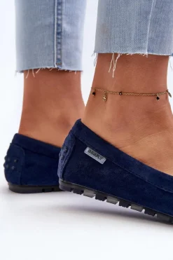 Mokasyny Damskie Z Eko Zamszu Granatowe Amrutia