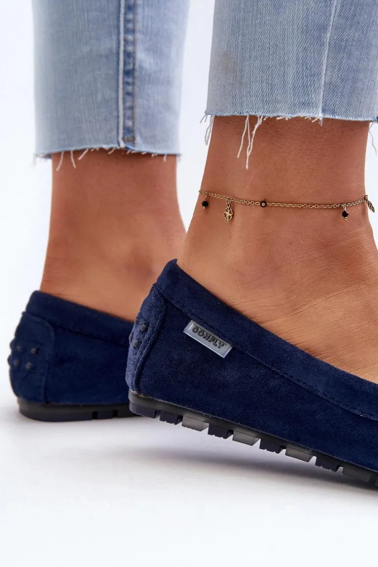 Mokasyny Damskie Z Eko Zamszu Granatowe Amrutia