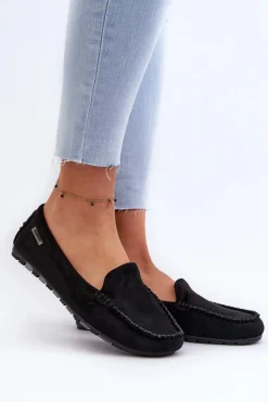 Mokasyny Damskie Z Eko Zamszu Czarne Amrutia