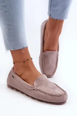 Mokasyny Damskie Z Eko Zamszu Fioletowe Amrutia