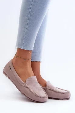 Mokasyny Damskie Z Eko Zamszu Fioletowe Amrutia