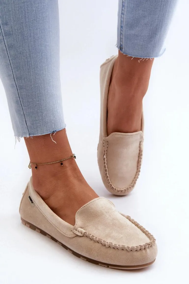 Mokasyny Damskie Z Eko Zamszu Beżowe Amrutia