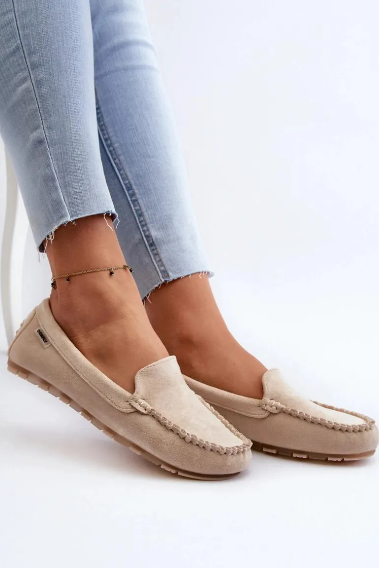 Mokasyny Damskie Z Eko Zamszu Beżowe Amrutia
