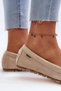 Mokasyny Damskie Z Eko Zamszu Beżowe Amrutia