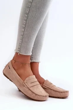 Mokasyny Damskie Z Eko Zamszu Beżowe Rerceria