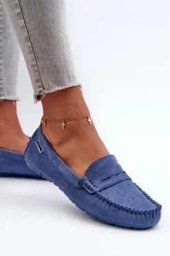 Mokasyny Damskie Z Eko Zamszu Niebieskie Rerceria