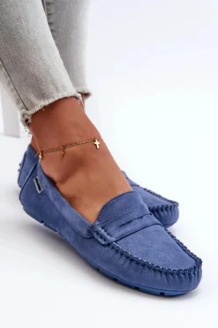 Mokasyny Damskie Z Eko Zamszu Niebieskie Rerceria