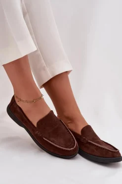 Mokasyny Damskie Z Eko Zamszu Czekoladowe Tynara