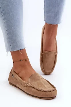 Mokasyny Damskie Z Eko Zamszu Brązowe Amrutia